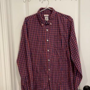 Men button down shirt red and blue size L